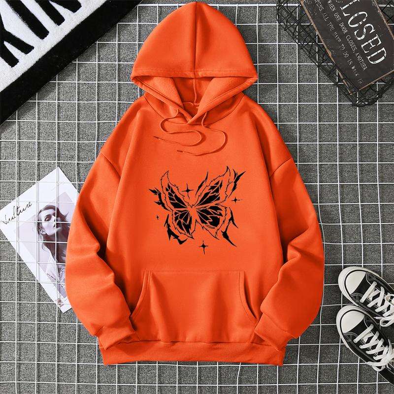 Autumn Winter Women's Thickened Fleece Hoodie Casual Long Sleeve Fashion Outerwear Printed Sweatshirt Comfortable