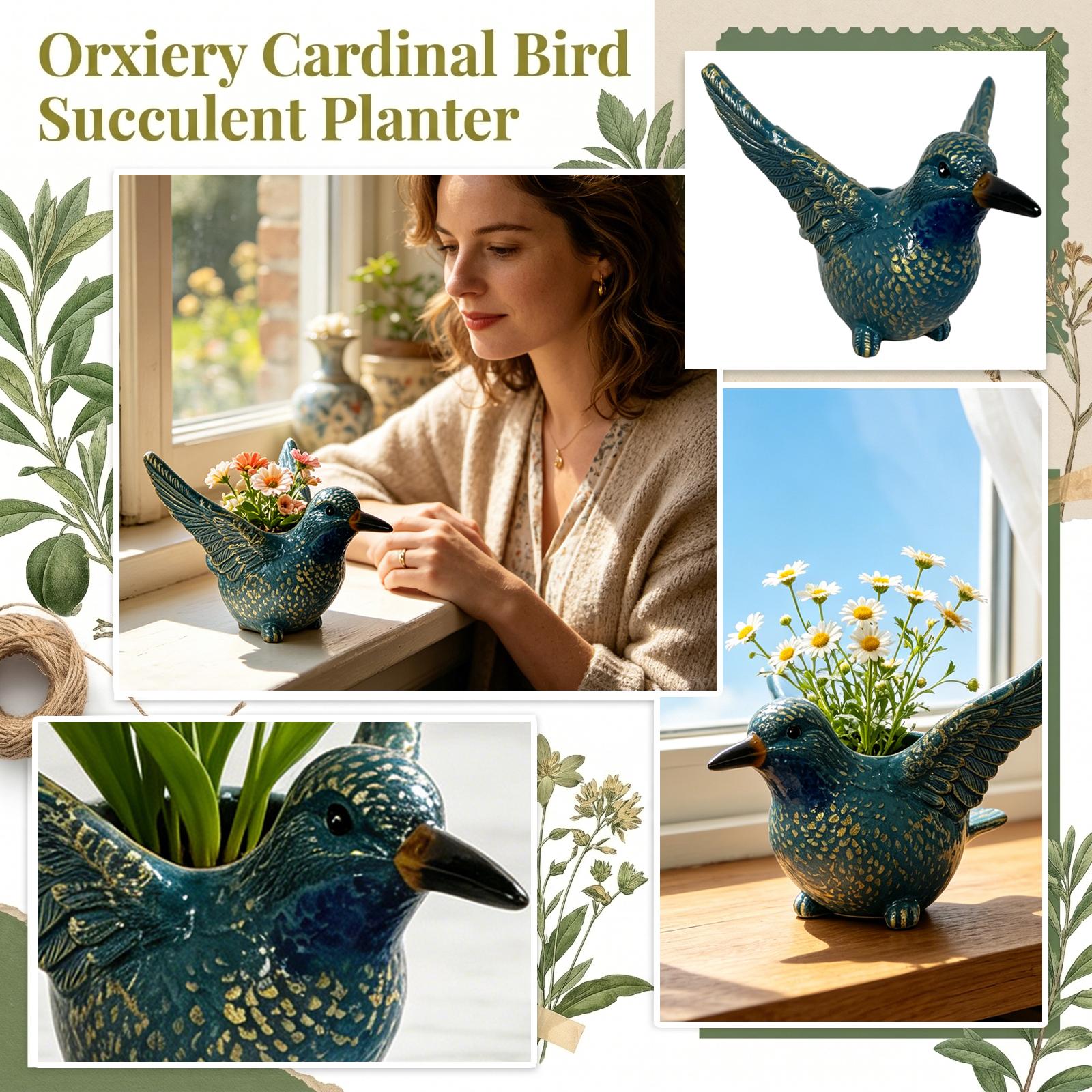 

Bird Planter Decorative Resin Succulent Pot Animal Shaped Indoor Outdoor Flower Container for Home Garden Desk Display One Size