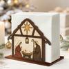 Wooden Christmas Napkin Holder Christmas Nativity Scene Pattern Tissue Organizer  Bar