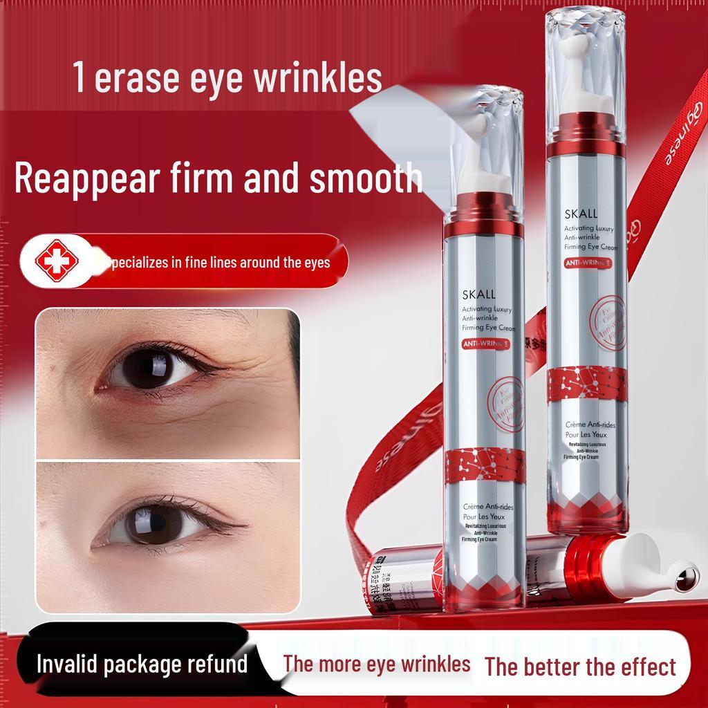 Ruby Revitalizing Eye Cream: Anti-Wrinkle, Firming, Reduces Fine Lines, Dark Circles & Under-Eye Bags with Roller Massage Head.