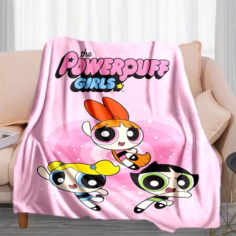 1PC The Powerpuff Girls printed blanket, all season lightweight home office outdoor nap multifunctional blanket A5