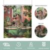 Funny Zebra Shower Curtain 60Wx72L Inch Fun Wild Animal in Bathtub Hilarious Cool Modern Tropical Green Leaves Plant Summer Bath