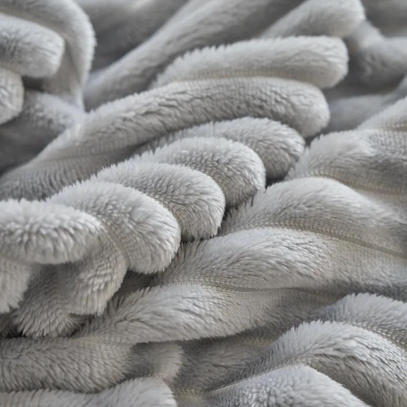 Light Luxury Rabbit Plush Blanket Winter Solid Color Thick Lamb Wool Blanket Double-layer Warm Single Office Nap Air Blanket