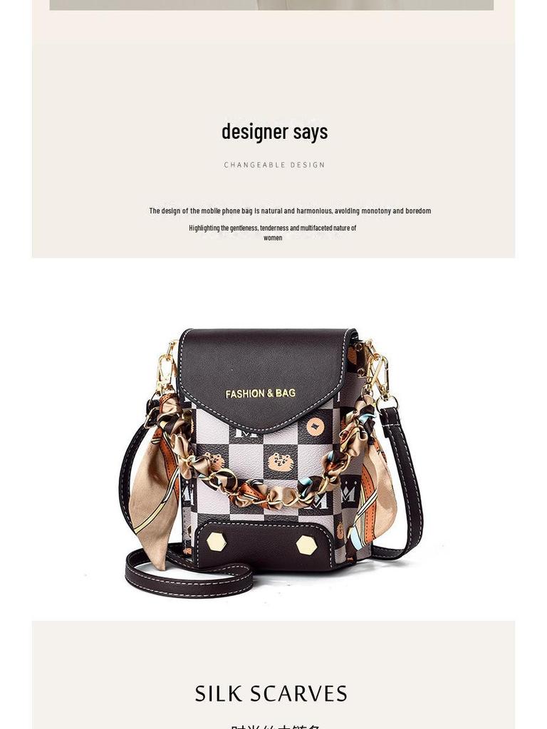 2024 Damska Transgraniczna Torba na Telefon Komórkowy o Dużej Pojemności: Torba listonoszka z podwójną komorą, wysokiej klasy, pionowa, prosta.