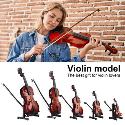 Minik Keman Figür Gerçekçi Ahşap Mini Keman Süsü Müzik Aleti Modeli Bebek Evi Aksesuarı Ev Dekorasyonu için Keman Severler Hediyesi