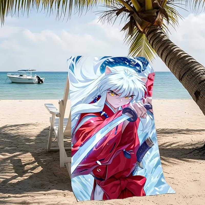 Beach Towel with Inuyasha Pattern - soft,absorbent,machine washable Lightweight&Modern,swimming,Travel Essentials