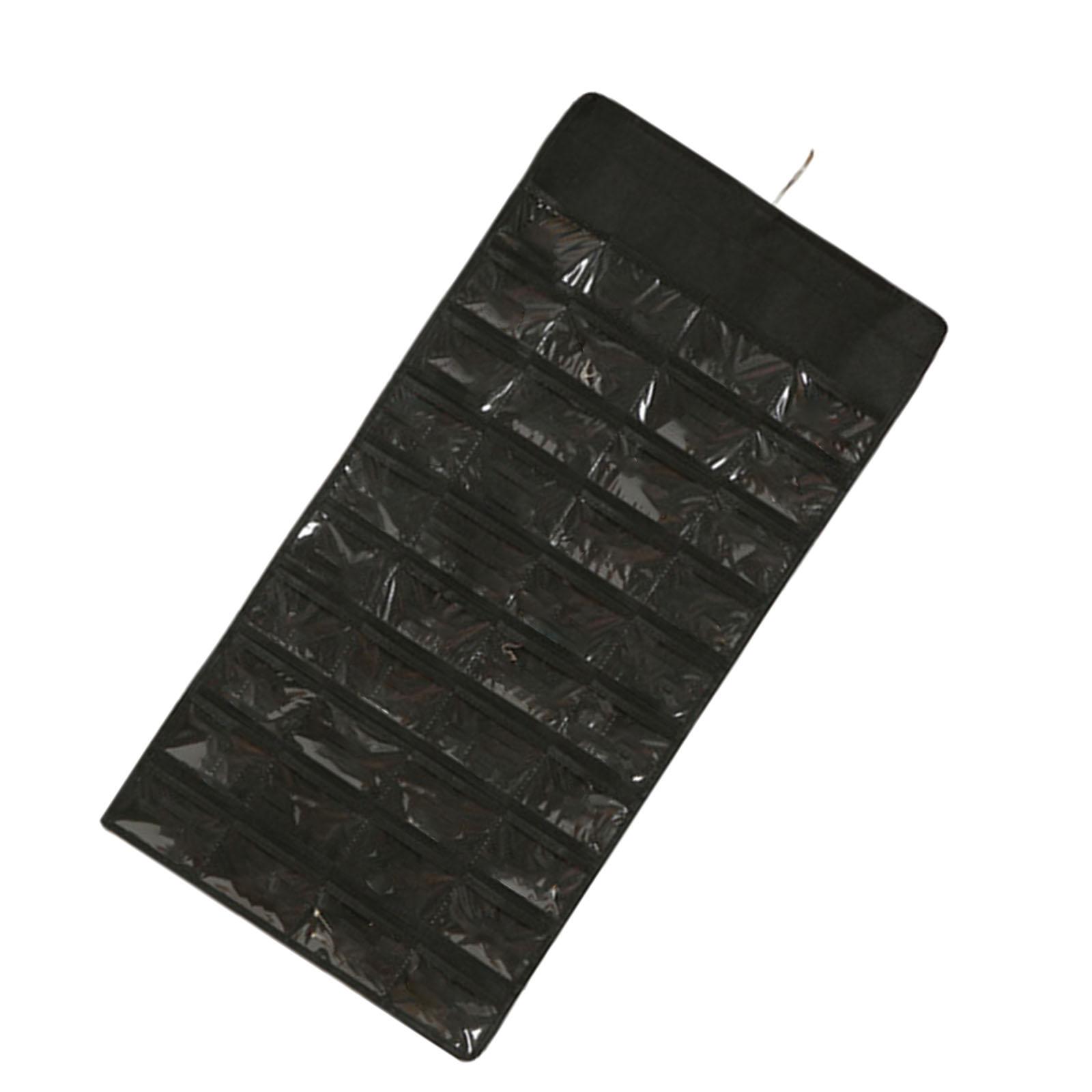 

Compact Jewelry Holder Bag in Black with 48 Individual Slots Clear Viewing Jewelry Pockets for Jewelry Collector