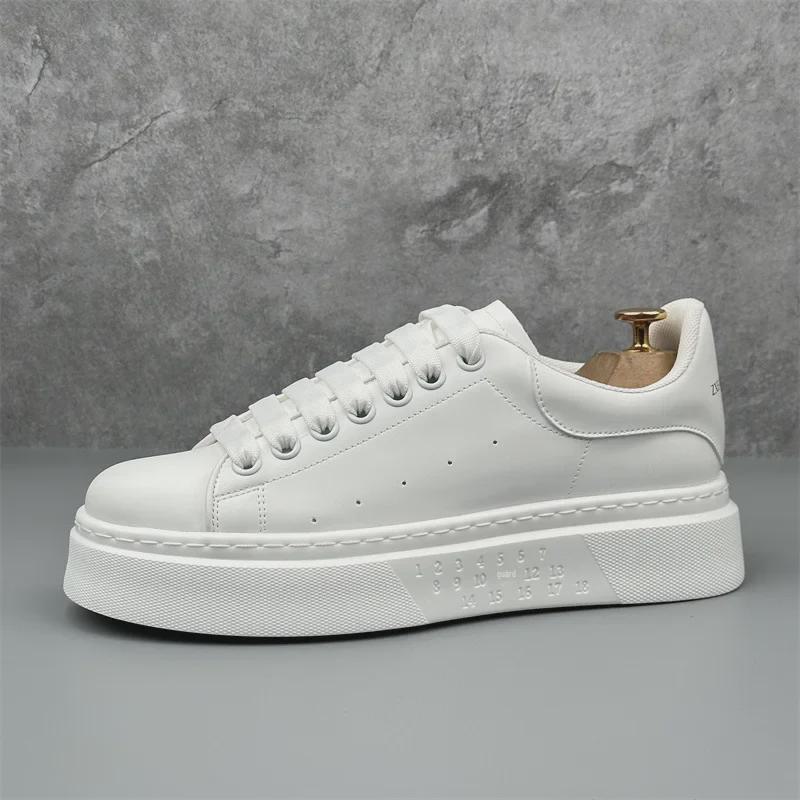 2024 Men's Summer Breathable Slip-On Sneakers - Classic, Fashionable, Thick-Soled, Height-Enhancing Campus White Shoes
