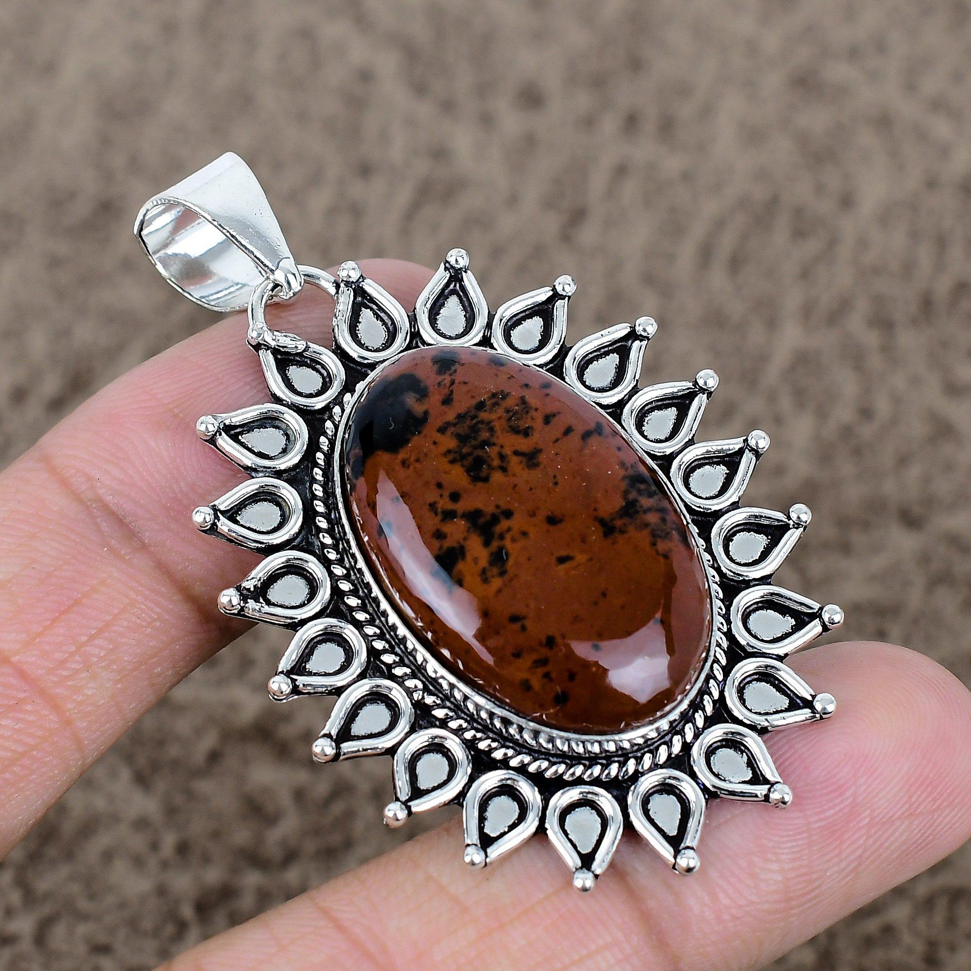 

Mahogany Obsidian Gemstone 925 Sterling Silver Jewelry Pendant 2.36 KKG-754