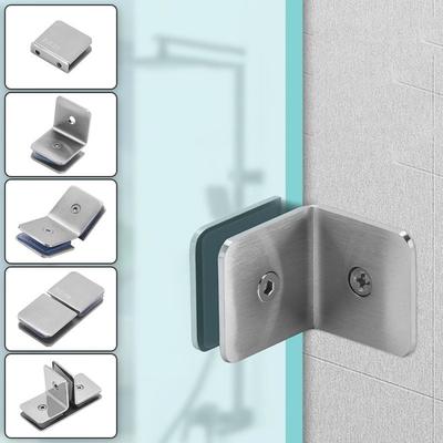 Stainless Steel 90° Glass Fixing Clips Connectors Shower Room Fixed Corner Code Frameless Glass Fixed Bracket Furniture Hardware