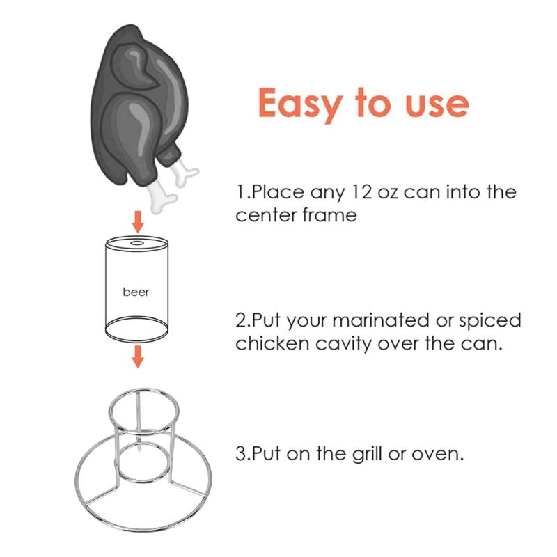 Whole Chicken Roasting Rack with Vertical Center Support and Open Wire Frame for Camping Cookouts, Backyard Barbecues, and Gatherings
