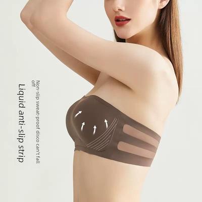 Spring Anti-Exposure Strapless Bandeau Bra: Seamless, Non-Slip, Breathable, Supportive for Small Chest with Beautiful Back Design