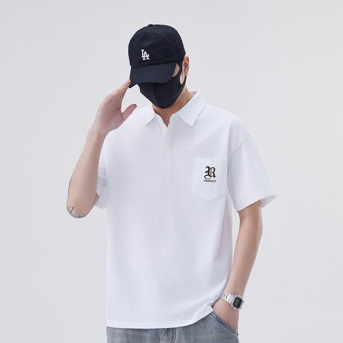 

New Summer Men s POLO Shirt Men s Short-sleeved Lapel T-shirt Short Top Breathable Fabric Comfortable Wear Easy to Care For Practical Daily Use 4XL белый