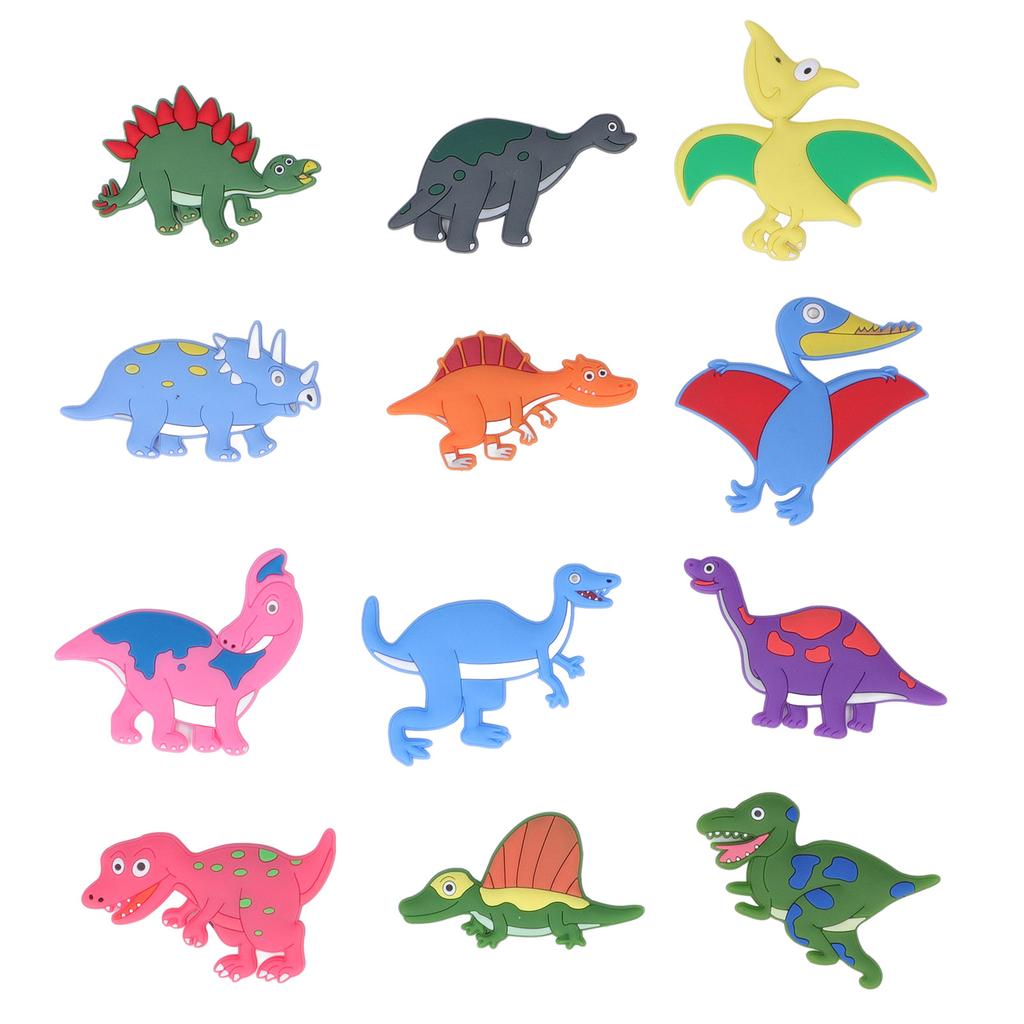 12pcs Refrigerator Magnets Cute Soft Silicone Strong Magnetism 3D Dinosaur Patterns Magnets for Fridge Kitchen