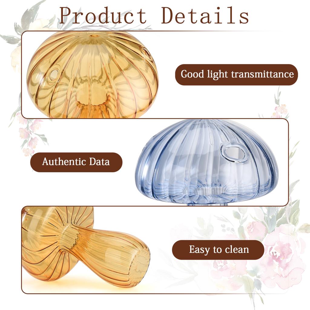 Mushroom Vase Elegant Home Decor Hydroponics Glass Vase Water Planting Glass Container