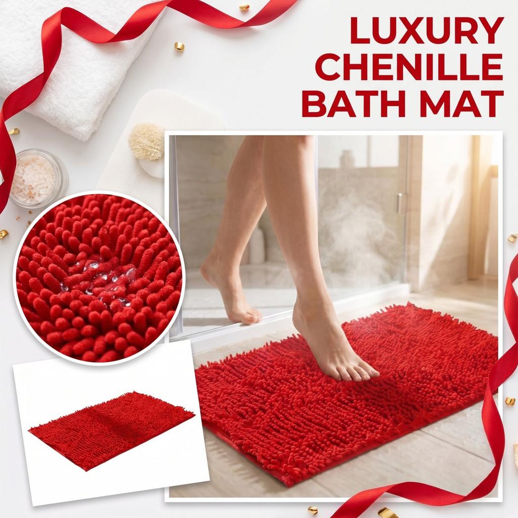 Chenille-Badezimmerteppich 40x60cm Saugfähig Rutschfest Badezimmerteppich Fußmatte Weiche Textur Mikrofaser-Fußbodenmatte