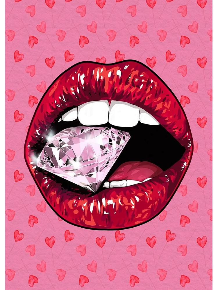 Gold Lips Canvas Painting Graffiti Style Poster Dollar Art Prints Bedroom Wall Decoration Murals For Modern Home Decor Aesthetic