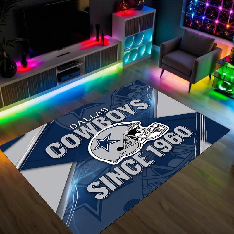 Tappeto in velluto di cristallo design Dallas Cowboys Accogliente Non?Tappeto Stampato Antiscivolo per Camera da Letto Soggiorno Ingresso