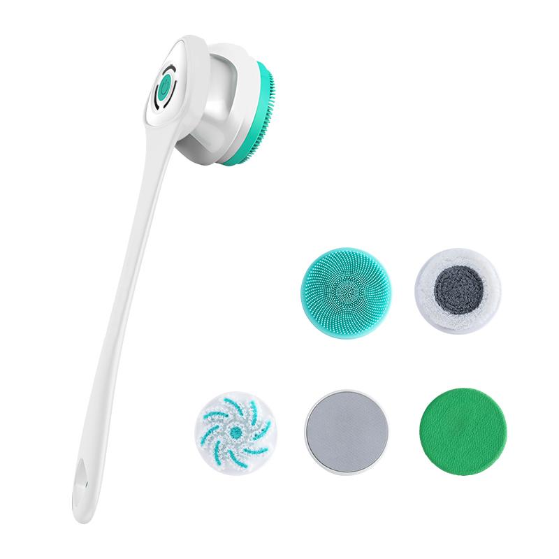 Long Handle Soft Shower Rechargeable Electric Body Cleaning Brush Silicone Bath Brush