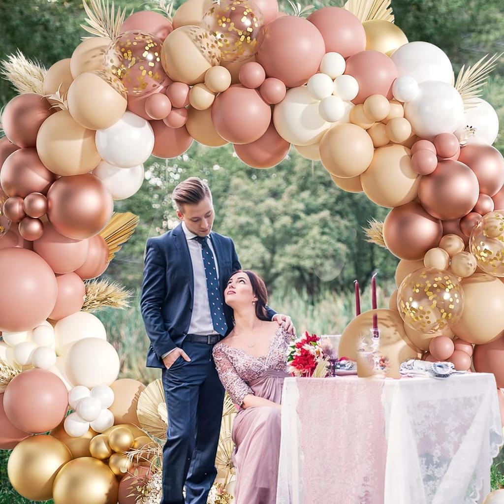 112-teiliges Boho-Luftballons-Girlandenbogen-Set, erröten, rosa, weiß, rosegoldene Luftballons für Babyparty, Hochzeit, Geburtstag, Party-Dekoration