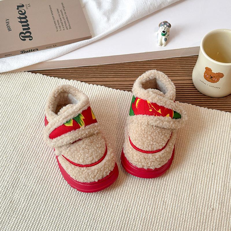 Girls Northeast Big Flower Cotton Shoes 2025 Winter New Non-slip Warm Plush Shoes Children's Versatile Snow Cotton