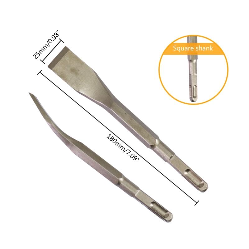 Square Hexagonal Handle Bent Flat Chisel Bit for Electric Pickaxe Head Shovel Hammer Impact Drill Bit (1 Pack)