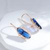 Kienl Nouvelle Couleur Or Rose Boucle d'Oreille Longue Pour Femmes Vintage Bleu Zircon Naturel Grosse Boucle d'Oreille Pendante Bijoux Quotidiens de Haute Qualité