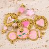 2pcs Stainless Steel Charms Retro Pink Enamel Rose Flower Heart Necklace Charm for DIY Earring Jewelry Making Pendant Supplies