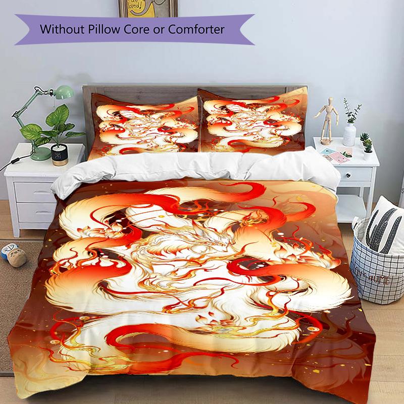 3pcs Phoenix, Mythical Beast Duvet Cover Set, Cover For Bedroom Guest Room (1 Duvet Cover + 2 Pillowcase, Without Quilt),  yy250922237