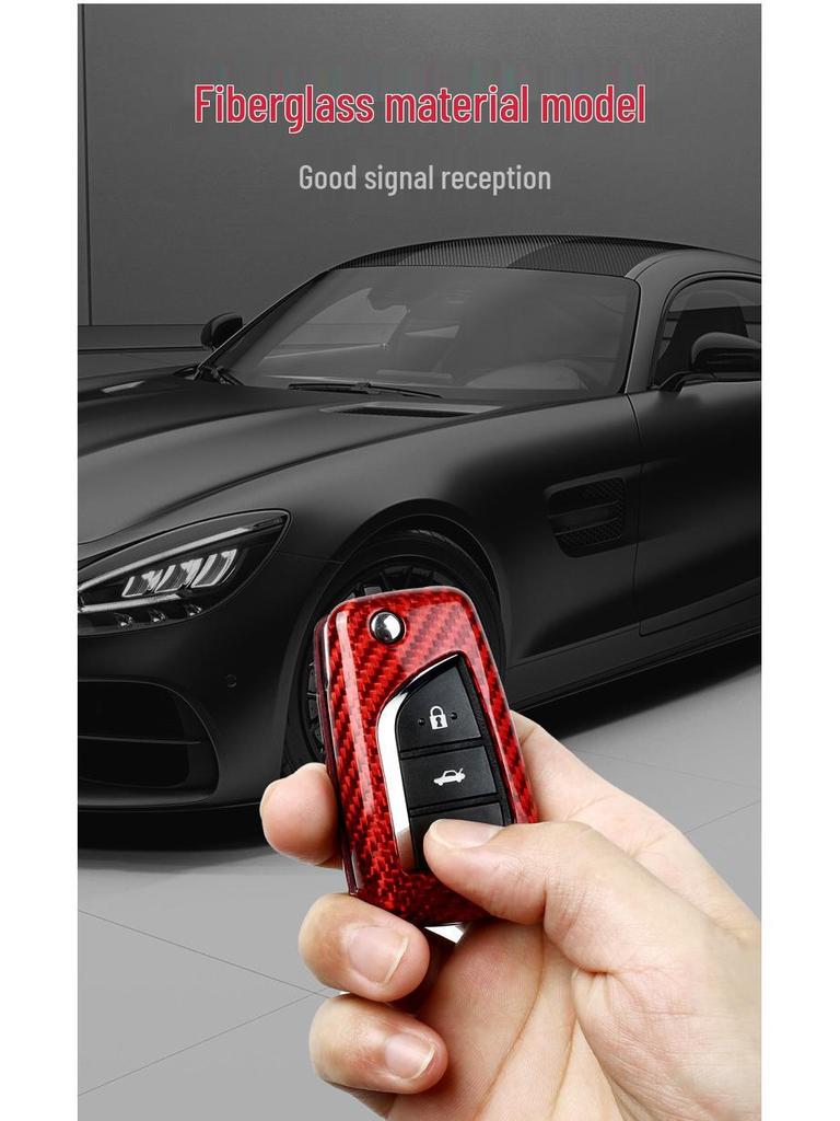 True Carbon Fiber Key Shell Cover for Toyota Highlander, Levin, and Corolla Folding Key