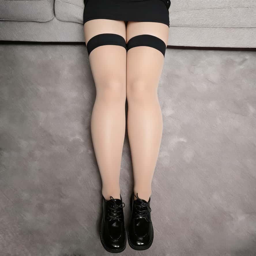 Plus Size Ultra Thin Sheer Over Knee Long Socks Sexy Thigh High Black White Stockings for Cosplay Lolita Girls Woman 3XXXXL Sock XXL бежевый