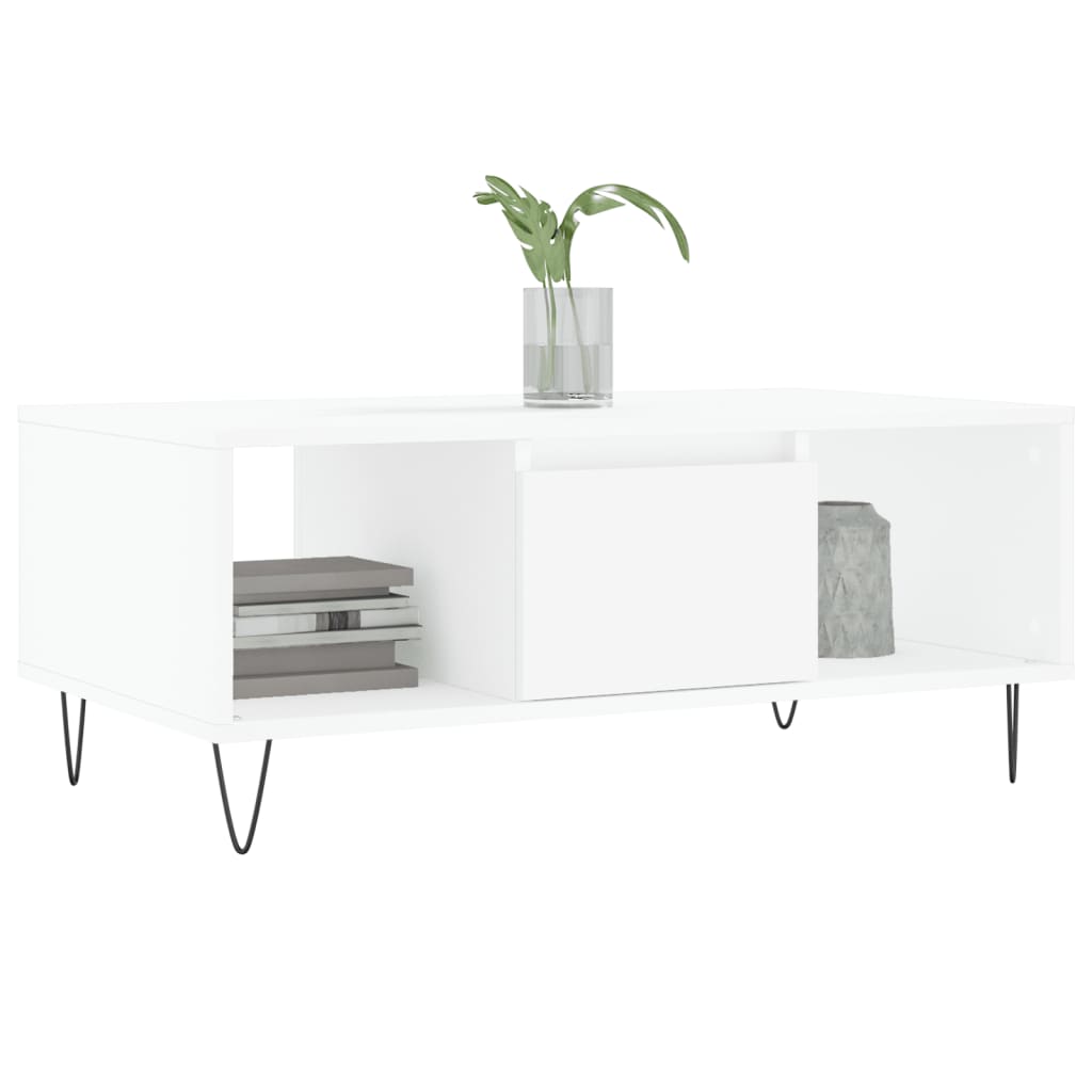 Vidaxl Stolik Kawowy, Biały 90X50X36,5 Cm, Materiał Drewnopochodny