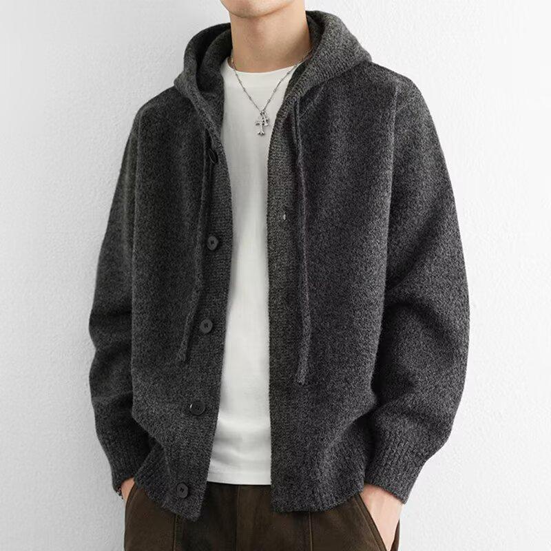 Men's Arctic Velvet Hooded Knit Cardigan Sweater - Trendy, Casual, Loose Fit