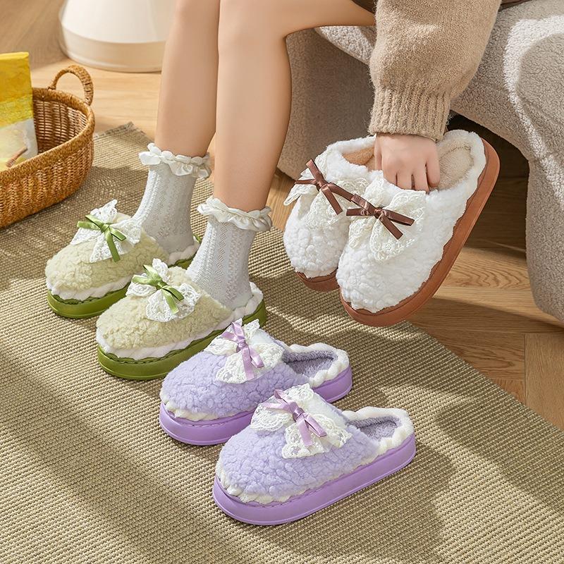 Cotton Slippers for Women, Thick-soled, Warm, Fleece Comfortable and Lightweight Shoes