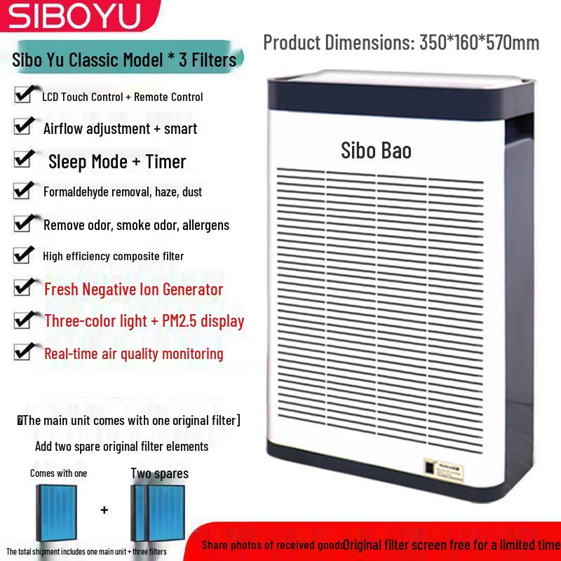 Formaldehyde-Removing Air Purifier & Odor Eliminator with Negative Ion for Home, Bedroom, Bathroom, Toilet, and Pet Areas