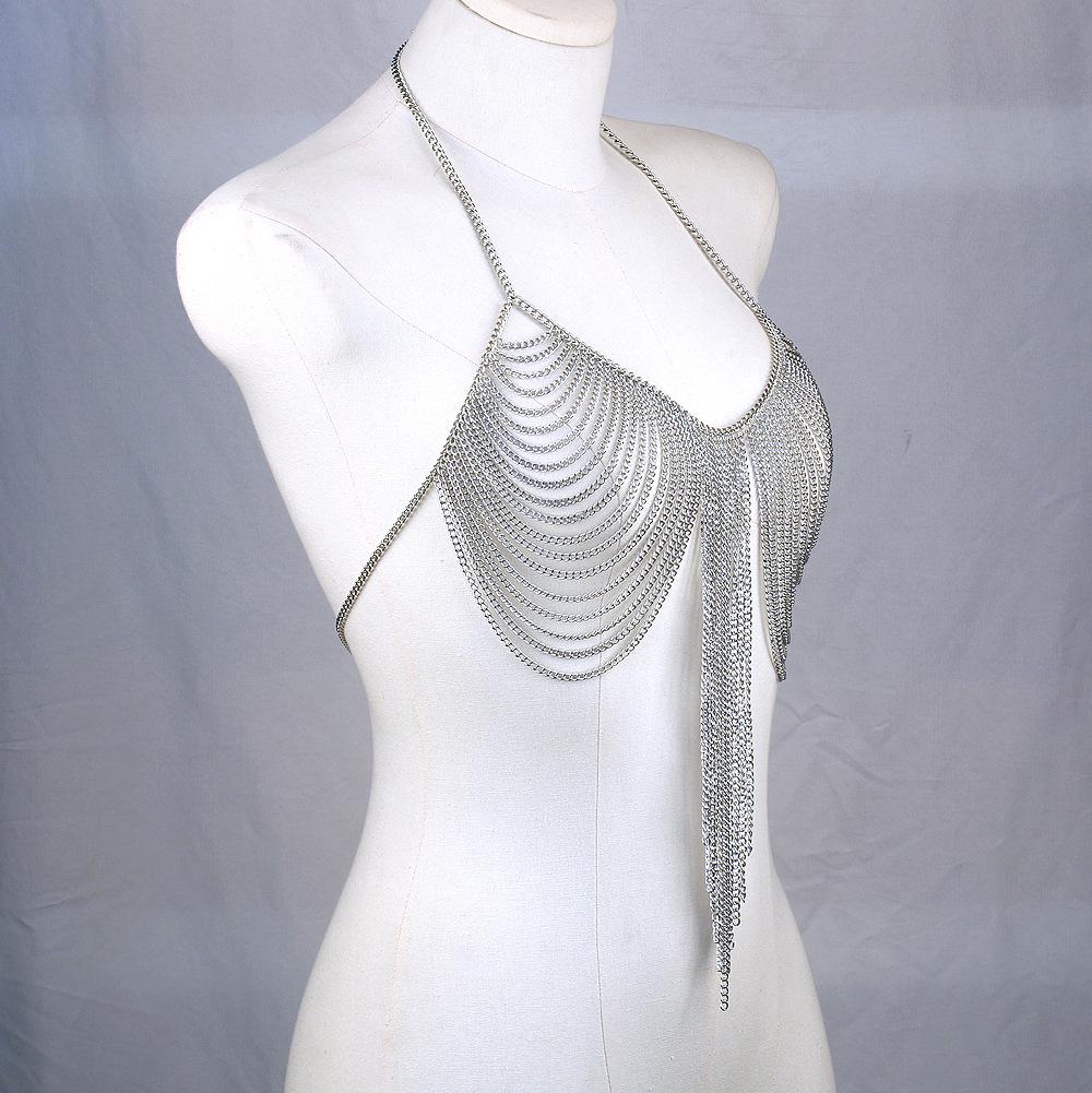 Sexy Multi-layer Tassel Metal Body Chain Necklace for Women