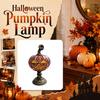Halloween Stained Glass Style Pumpkin Table Lamp, LED Pumpkin Lamp, Orange Purple Pumpkin Night Light