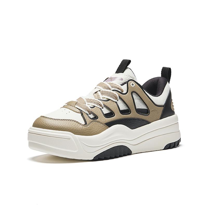 Anta Lifestyle Series Non-Slip Wear-Resistant Low-Top Skate Shoes Men Sneakers Brown White Black 112438029-4