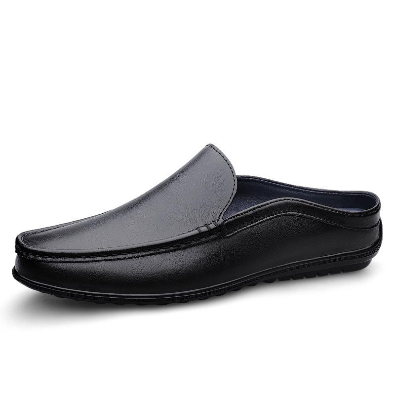 Men s 2025 New Genuine Leather Half Slippers & Sandals 43