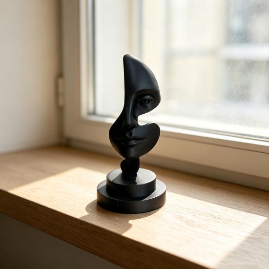 Nostalgie Abstract Face Art Sculpture, 3D Printed Minimalist Table Ornament, Modern Human Statue for Living Room, Office, Shelf, Coffee Decor