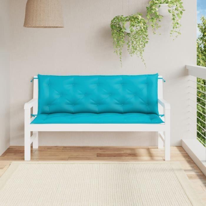VidaXL Coussins de banc de jardin lot de 2 turquoise 150x50x7 cm tissu 361715