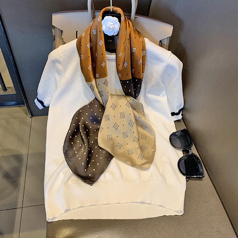 91 Square Scarf Silk Scarf Women's New Scarf Versatile Mother Gift Practical Fashion High-end Scarf Polka Dot Silk Scarf