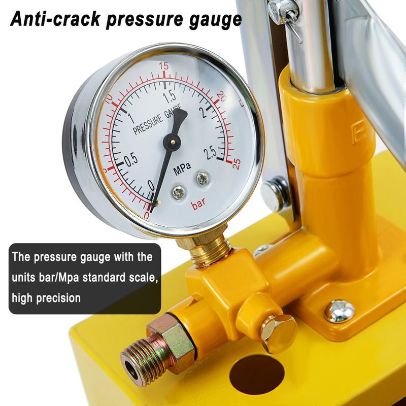 16Bar Manual Hydraulic Pressure Test Pump with 1/4" 1/2" Connection 5L Water Pressure Tester Pump Water Pipe Installation Tool