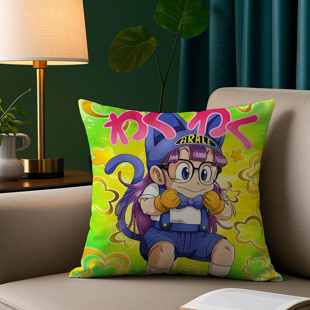 Cartoon Dr S-Slump Arale Pillow Case Short Plush Print Cushion Cover Square Throw Pillow Covers Sofa Home Decor