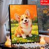 Sparkling Pearl Painting on Stretched Frame Cute Corgi Dog DIY Bead Art Canvas Relaxing Hobby Gift for Craft Lovers Great Home Decor Art Craft
