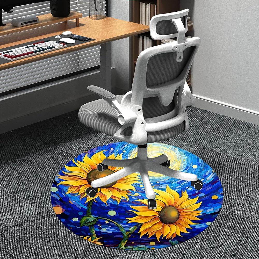 

1 шт. Круглый ковер под офисное кресло «Подсолнух», для помещений, подходит для офиса, под офисные стулья, спальни, гостиной, домашнего декора, D131 80cm by 80cm