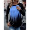 Women's Versatile Long-sleeved T-shirt 3D Printing Simple Gradient Lines Elegant Printing Round Neck Long-sleeved Top