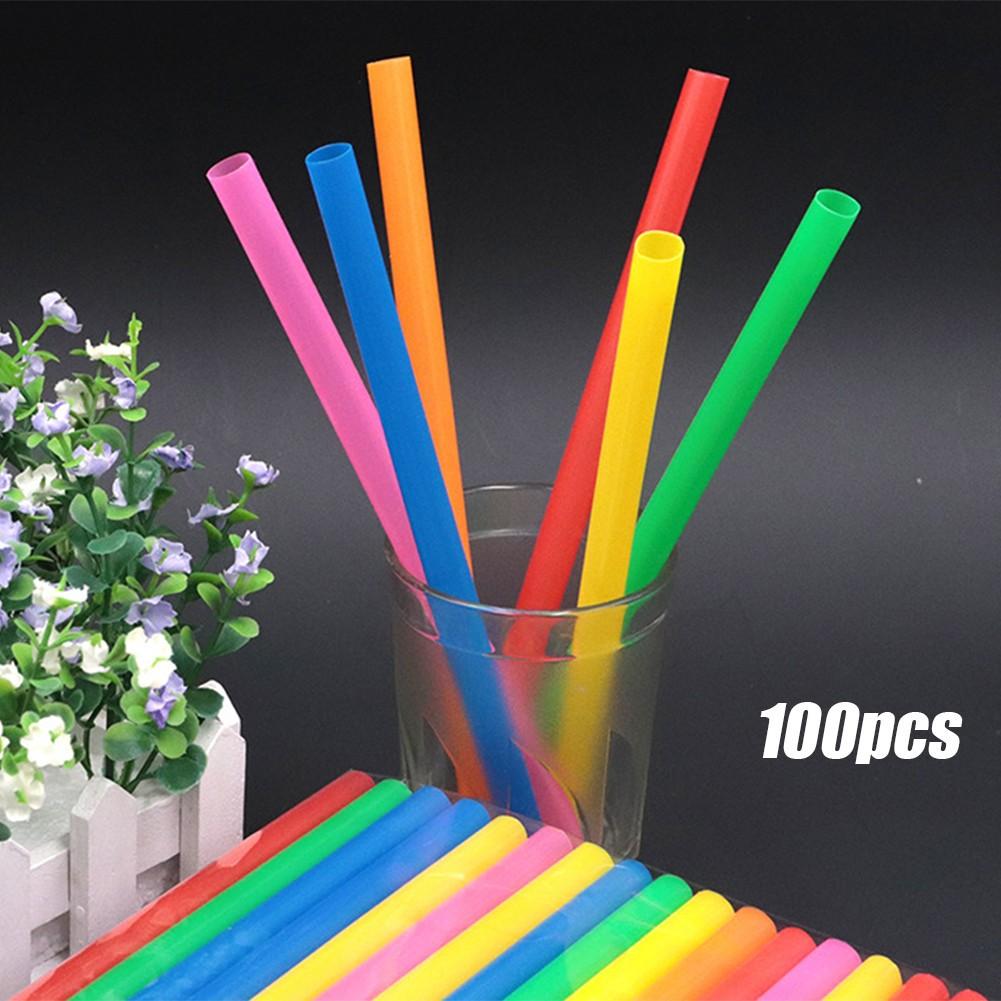 Straws Drinking Smoothie Flat End Multi Color Oversized