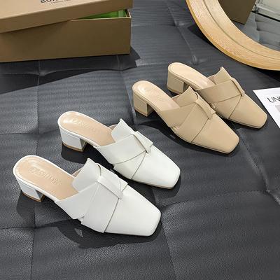 Women's Slippers  Spring and Summer Sandals Leather Toe Bag Sexy High-quality High-quality Women's Shoes  De Mujer