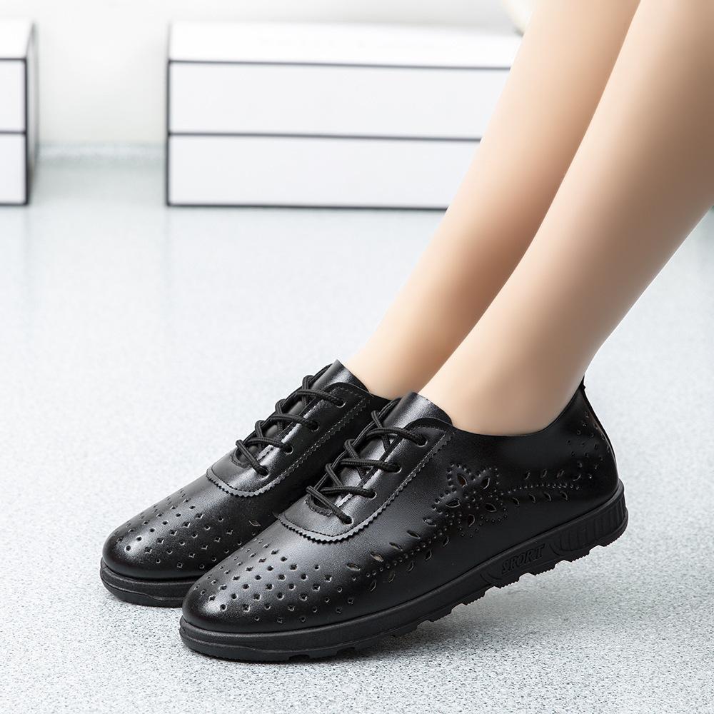 Fashion Women Shoes Summer Mesh Shoes Breathable Hollow Out Sandals Women Casual Soft Leather Shoe Lace Up Loafers Oxfords Zapatos Mujer